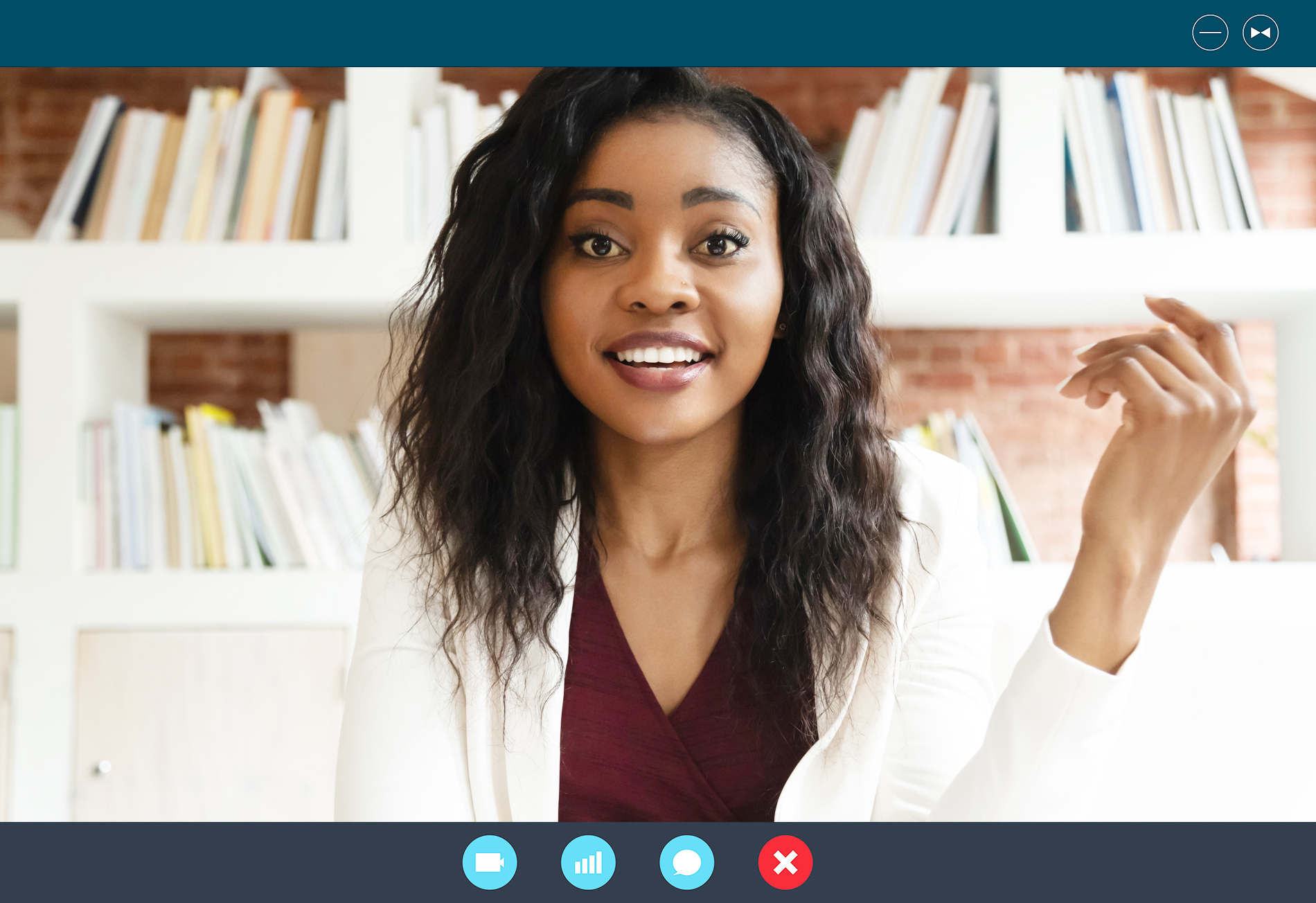 Female on video call Female on video call